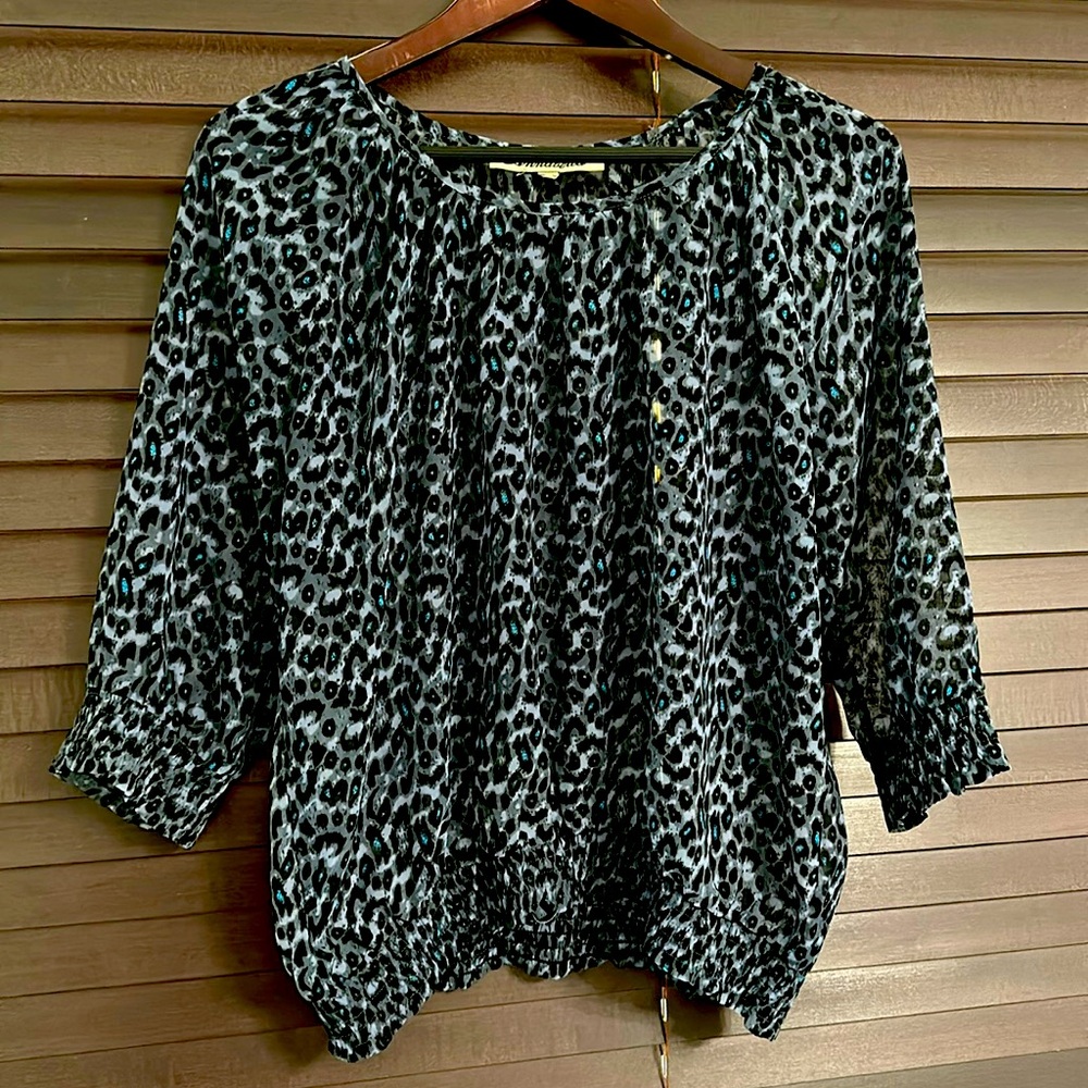 Blue cheetah print blouse